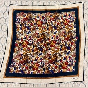 JOY FORTE Vintage 80’s 100% Silk Heraldic Crest Lion Coat Arms Multicolor Scarf
